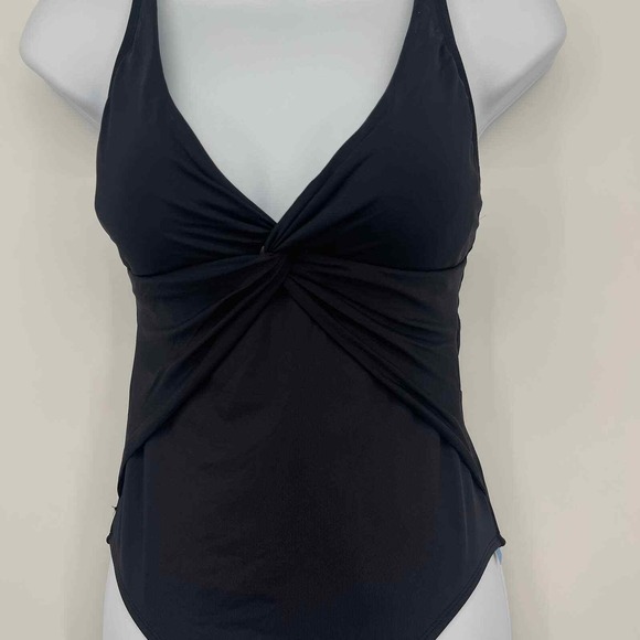 New Bleu Rod Beattie Black One Piece Swimsuit Womens 4 Halter Twisted Slimming - Picture 4 of 12
